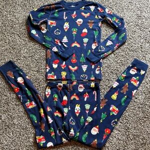 Hanna Andersson Kids Pajama Set - Navy with Festive Prints